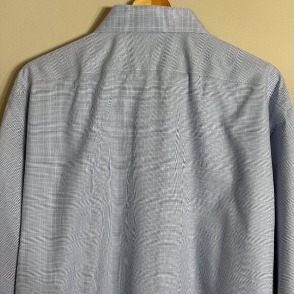 Brooks Brothers Plaid Non Iron Button Up Dress Shirt Men's 17 36 Blue Career - Picture 10 of 13